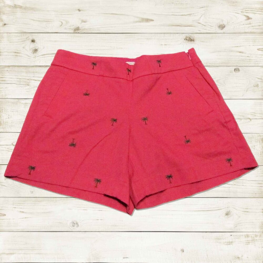 J Crew womens shorts size 2 color pink with embroidered accents Nwot
